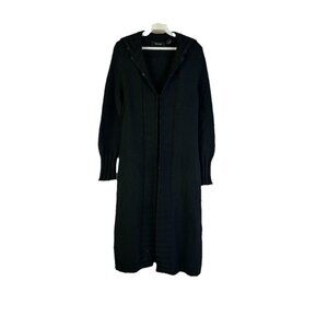 Vintage Y2K Black Wool Long Cardigan Sweater Duster Black Grunge